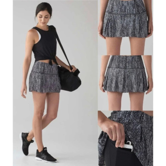 Lululemon Lost in Pace Skort AirTime White Black 17077 - Picture 1 of 7